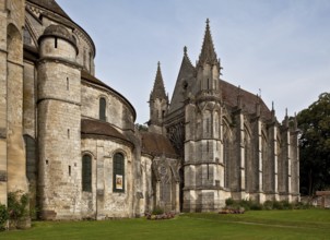 Sainte-Chapelle, view from south-west, built in the 13th century, on the left choir of the abbey