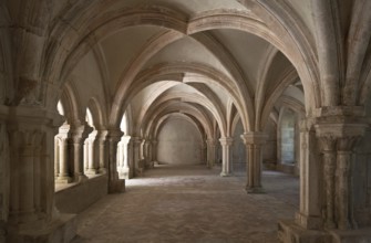 Fontenay former Cistercian monastery chapter house inside facing north, St., Saint, Saint