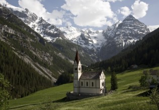 Italy S-Tyrol Trafoi am Stilfserjoch Village church in front of Ortler group Portrait, St., Saint,