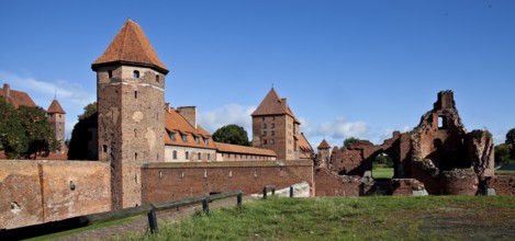 East side from the south with ruined and reconstructed buildings