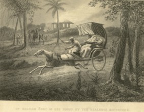 Military and munity mutiny views Dr Graham shot in buggy by sealkote mutineers, India, Asia