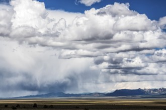 Wild thunderstorm and rain clouds over Highway 50, Loneliest Road in America, Ely, Nevada, USA,