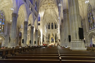 Saint Patricks Old Cathedral or Old St. Patricks, Lower Manhattan, Spacious interior of a Gothic