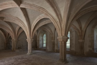 Fontenay former Cistercian monastery chapter house inside facing north-east, St., Saint, Saint