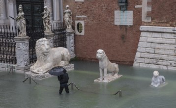 Italy Venice Arsenal -116 Square in front of the Porta Magna with the lion statues captured in