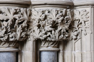 Portal to the chapter house, capitals with leaf decorations, St., Sankt, Saint