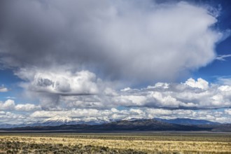 Wild thunderstorm and rain clouds over Highway 50, Loneliest Road in America, Ely, Nevada, USA,