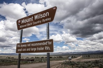 Motorhome near Mount Wilson, Highway 50, Loneliest Road in America, Ely, Nevada, USA, North America