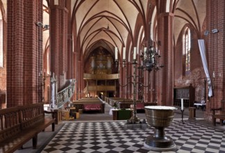 Werben Altmark Stadtkirche St Johannis 87740 Interior facing west 1412-67 built Standing chandelier