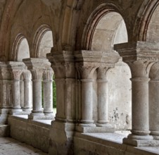 Fontenay former Cistercian monastery cloister arcades detail, St., Saint, Saint