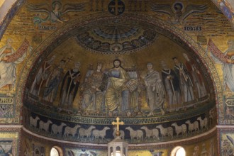 Rome, Roma, Santa Maria in Trastevere, mosaics in the apse, 12th century, Christ with Mary and