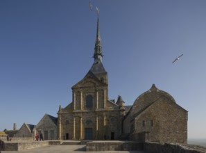 Mont-Saint-Michel, monastery hill, neo-classical west façade of the abbey church from the end of