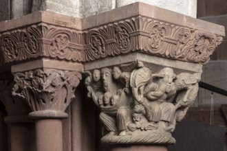 Basel, Basel Minster, capital on the ambulatory, Abraham in front of the sacrifice of Isaac, souls