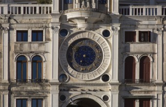 Italy Venice Clock tower on St Mark's Square -503 completed in 1499 by Mauro Codussi Façade detail