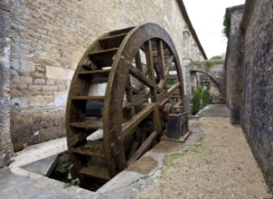 Fontenay former Cistercian monastery Water wheel behind the forge to drive the hammer mill and