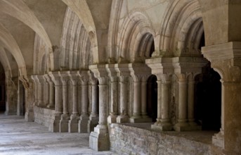 Fontenay former Cistercian monastery Cloister with entrance to the chapter house, St., Saint, Saint