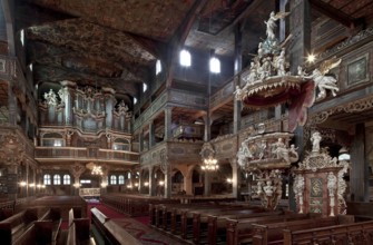 Interior facing north-west, built 1656-57, organ 1666-69 by G. Klose, pulpit 1729 by A. G.