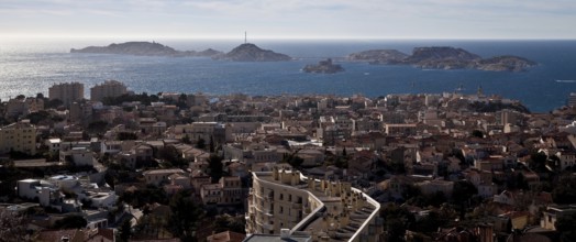 Marseille, view from the Basilique Notre-Dame-de-la-Garde to the Frioul Islands