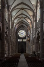 Strasbourg Cathedral, Cathédrale Notre-Dame de Strasbourg, interior, view to the west with the