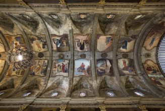 Majorca, Pollenca, Esglesia Nostra Senyora dels Angels, barrel vault, ceiling paintings by Eugen