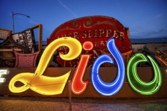 Lido, old neon sign, Boneyard, Neon Museum, Las Vegas, Nevada, USA, North America