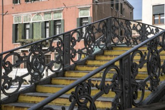 Italy Venice Ghetto Novo -562 Cast iron bridge over the Rio della Misericordia in the course of