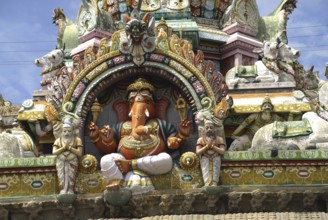 Shiva temple dedicated to Tejo Lingam, idol of Ganesh outside of Garba Griha sanctum sanctorum,