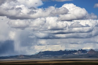 Wild thunderstorm and rain clouds over Highway 50, Loneliest Road in America, Ely, Nevada, USA,