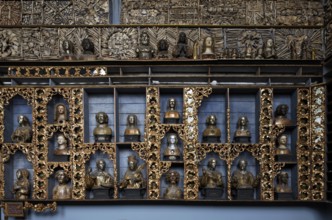 Golden chamber with reliquaries after restoration with historic colour scheme (blue), north wall,