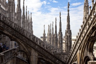 Roof zone in the area of the transept with wimpergen buttresses and 19th century branch, St.,