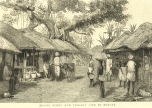 Rustic scene and Village live in Bengal, India, Asia