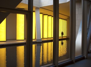 Architect Frank O. Gehry, opened in 2014, lower gallery with water basin and light installation