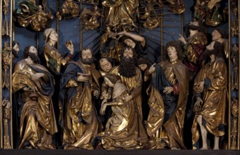 Main altar by Veit Stoß 1477-1489, centre shrine: Death of Mary, St, Saint, Saint