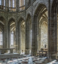 Mont-Saint-Michel, monastery hill, abbey church, choir inside facing south-east late Gothic