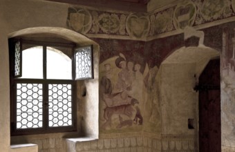 Bolzano, Runkelstein Castle. Secular medieval fresco cycle. Hunting scene. 1388 - 1410