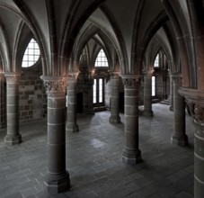 The WUNDERWERK, Knights' Hall around 1220, partial view from the access staircase to the