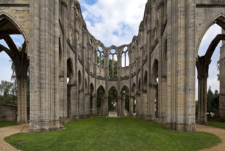 Cistercian abbey mid 13th century, church ruins, eastern transept wall and choir from the west, St