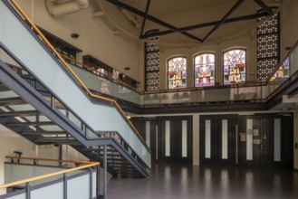 Krefeld, Jewish community centre in Wiedstraße. Entrance hall with reconstructed windows by Jan