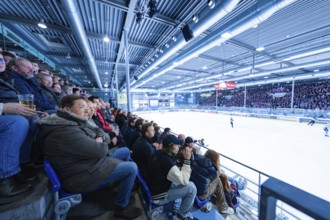 Full grandstand in a stadium, watching the ice hockey game, Heilbronner Falken Vs Bietigheimer