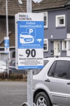 Customer car park of a supermarket, the car park is operated by the company Park&Control, the