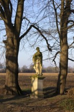 Statue on the way to Haus Vorhelm, Ahlen, Münsterland, North Rhine-Westphalia, Germany, Europe