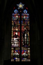 Church windows in the Gothic cathedral of Saint-Étienne, St Stephen's Cathedral, Metz, Grand Est