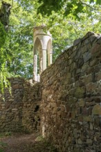 Artificial knight's castle ruin in Machern Castle Park, Saxony, Germany, Europe