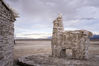 Llama salt sculpture, Salinas Grandes, Salta Province, Argentina, South America