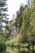 Boat trip on the Upper Lock in the Kirnitzsch Valley near Hinterhermsdorf, Saxon Switzerland,