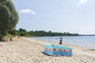 Northern bathing beach on Lake Dreiweibern, Lusatian Lakeland, Lohsa, Saxony, Germany, Europe