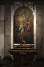 Baptismal font, Painting, Interior view, La Seu, Basilica de Santa Maria, Cathedral of St Mary,