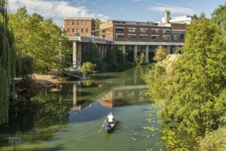 Canoes on the Karl Heine Canal in Leipzig, Saxony, Germany, Europe