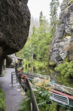 At the Upper Lock, the starting point of the boat trip on the Kirnitzsch near Hinterhermsdorf,