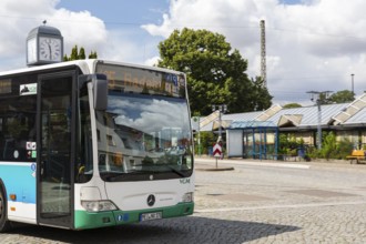 A bus on route 405 of the VGM travelling in the direction of Radeburg at the bus station in Coswig,